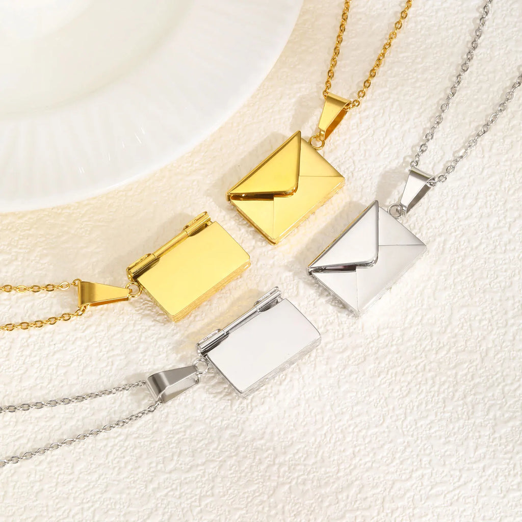 Personalized Photo Locket Necklace Envelope Love Letter Shape Pendant for Women, Customized Picture Pendant Gifts - Clikcy