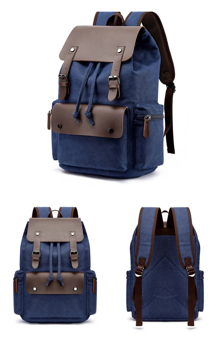NEW Men's Backpack Vintage Canvas Backpack School Bag Men's Travel Bags Large Capacity Backpack Laptop Backpack Bag High Qualit - Clikcy
