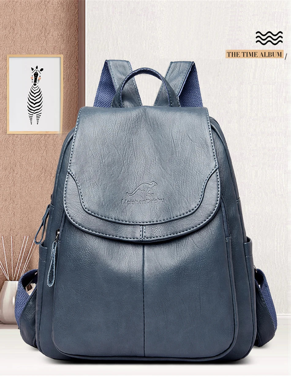 High Quality Soft Leather Backpacks Purses for Women Casual Daypack Vintage Bagpack School Bags for Teen Girls Mochilas Rucksack - Clikcy