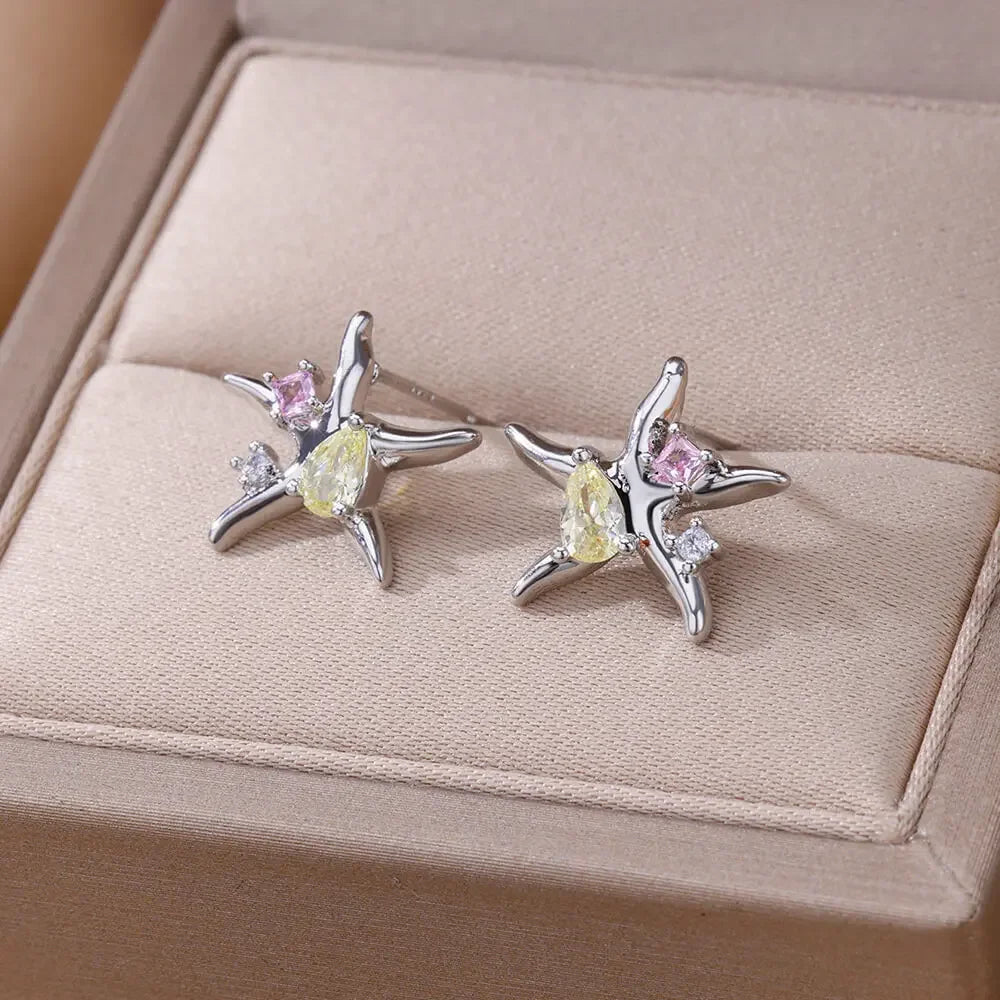 Little Star Fish Stud Earrings For Women Children Minimal Starfish Earings Fashion Summer Beach Jewelry Gift Accessories - Clikcy
