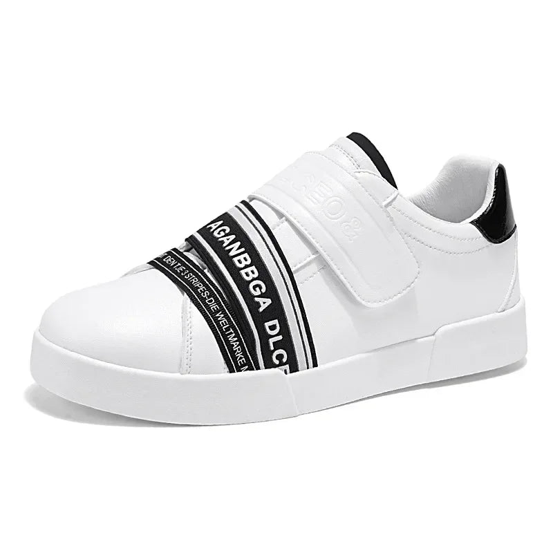 Original Design Leather Sneakers Men Trendy HOOK&LOOP Non-slip Men's Skateboard Shoes Fashion White Casual Sports Shoes For Men
