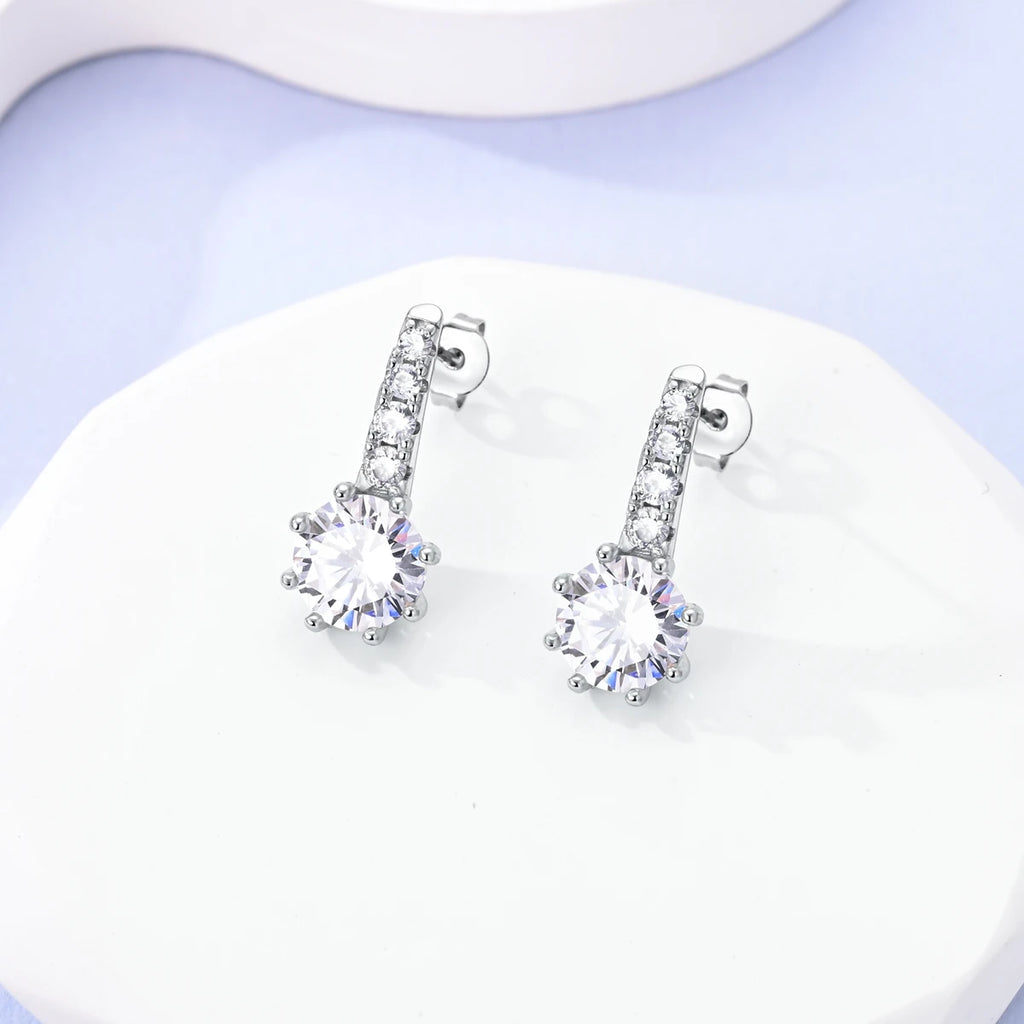 Original 925 Sterling Silver Women Hoop Earrings High Quality Shine Zircon U Shaped Classic Style Earring For Women Jewelry Gift - Clikcy