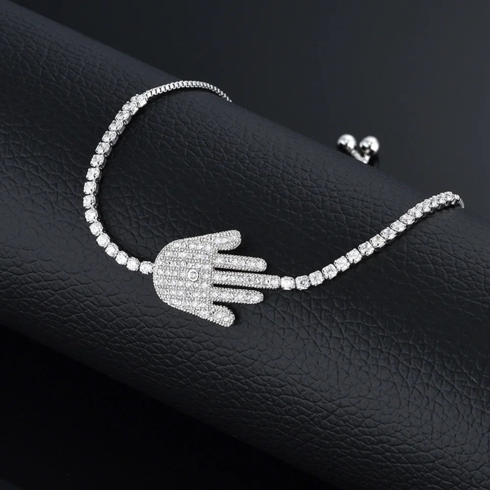 Luxury New Trendy Gold Color AAA Zircon Rhinestone Bracelet Chain Charm Valentine's Day Jewelry Gifts For Women Lovers - Clikcy