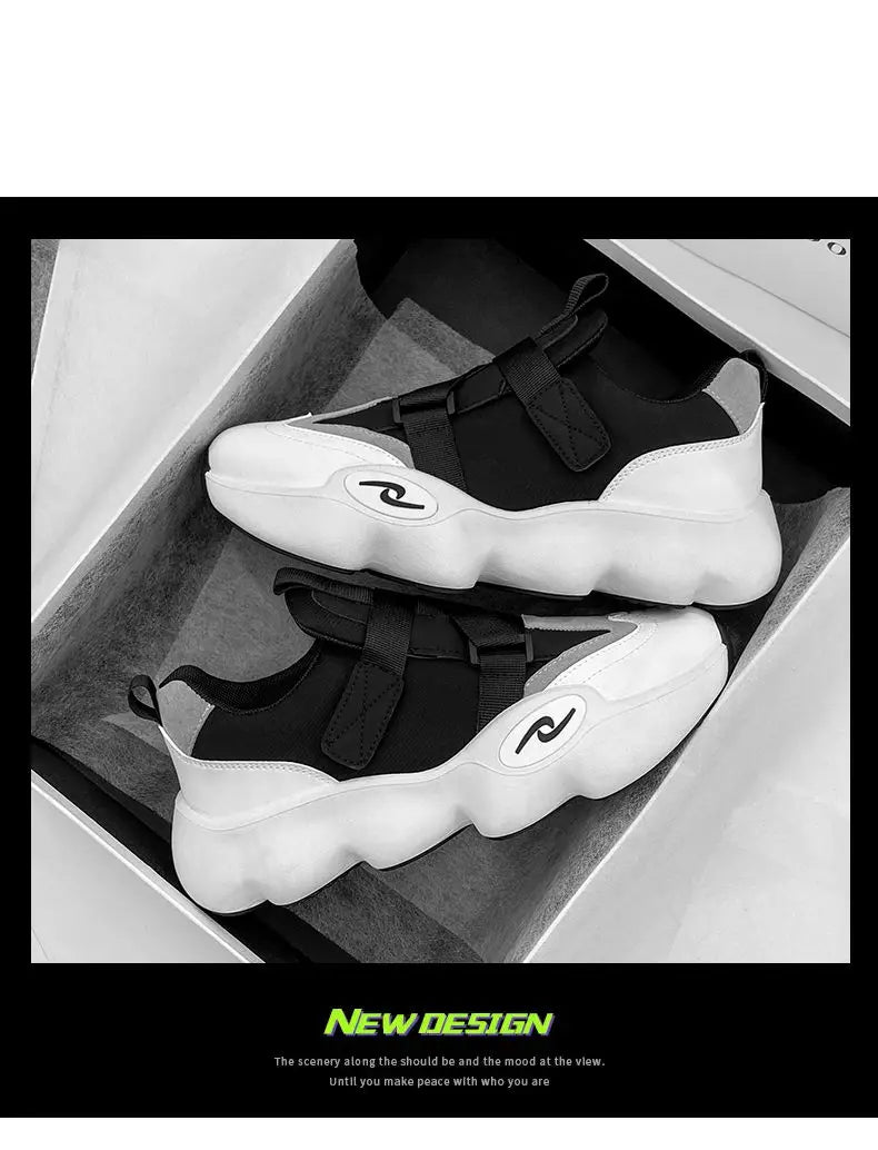 Summer Cool Man Shoes 2024 New Fashion Black Platform Sneakers Chunky Shoes Casual Y2k Trainers for Men