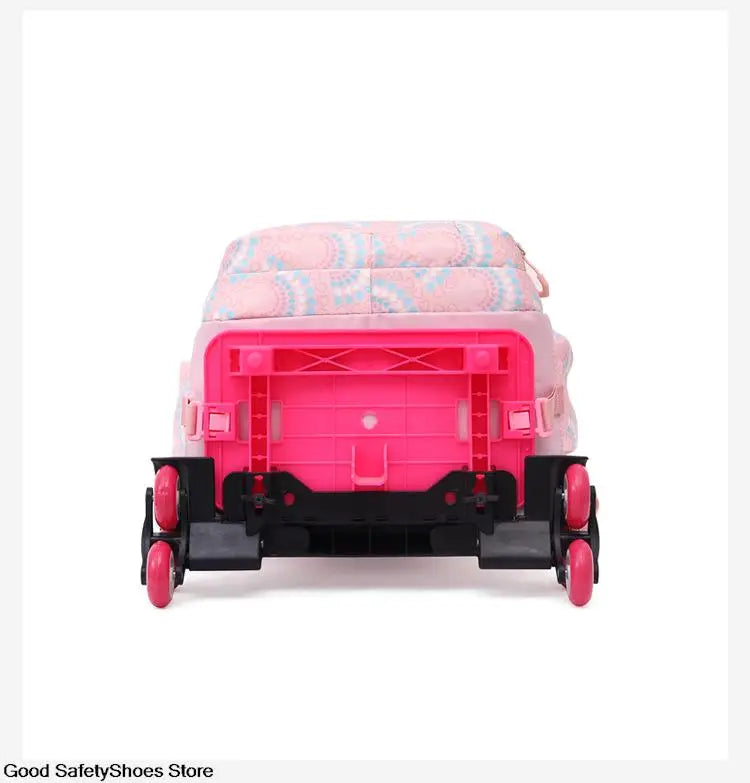 Rolling School Bags for Girls Backpack Children Waterproof School Backpacks with Wheels Middle School Trolley Luggage Back Pack - Clikcy