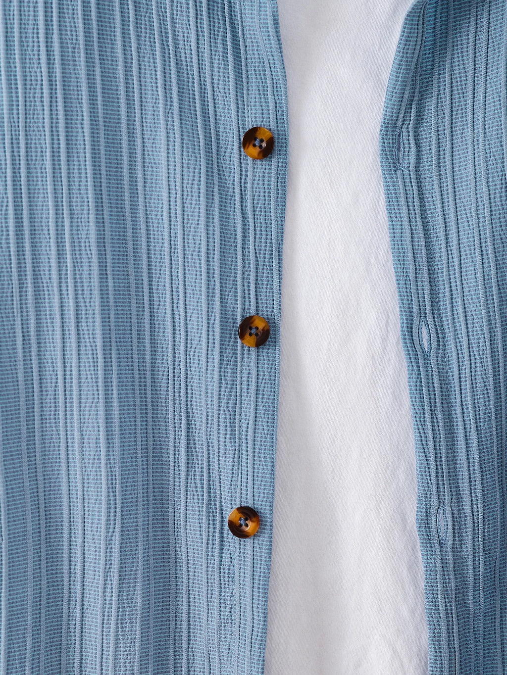 New adult summer open chest button short sleeved+loose shorts casual outfit - Clikcy