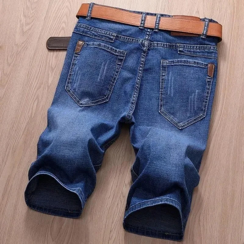 Summer Classic Shorts Jeans Men Denim Pants Straight Stretch Casual Cool Thin Knee Length Blue Fashion Brand Daily jorts - Clikcy