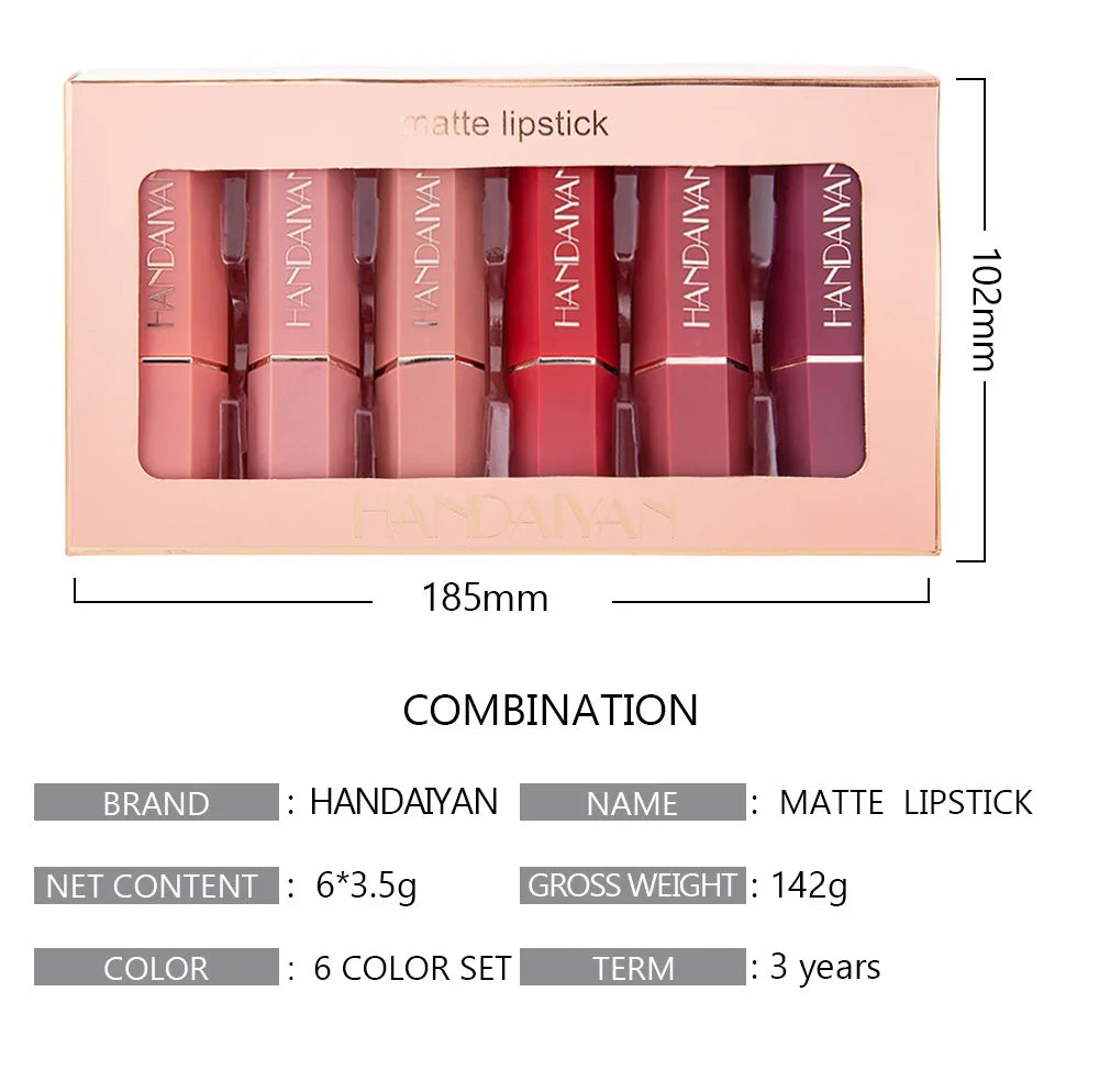 Nude Matte Lipstick Velvet Lipsticks Waterproof Long Lasting Non-stick Cup Lip Stick Not Fading Sexy Red Pink Makeup Cosmetics - Clikcy