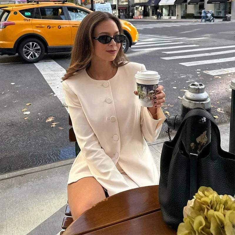 2025 Spring Elegant White French Style Socialite Suit Jacket Cross-Border Independent Station New Model Fashionable Skirt Set - Clikcy