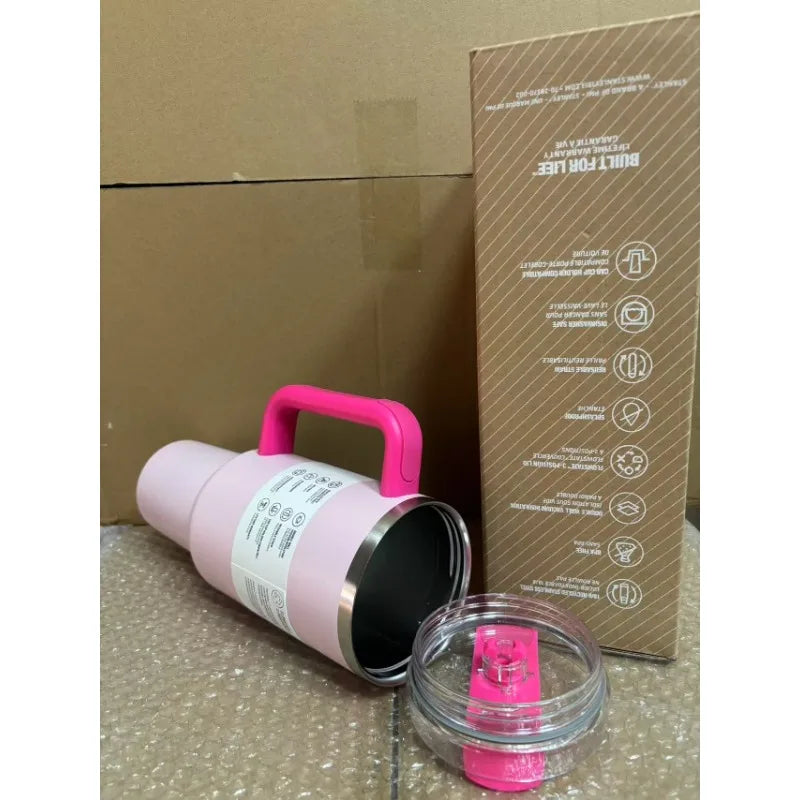 40 oz large capacity stainless steel thermos cup car cup second generation straw portable water cup sports fitness - Clikcy