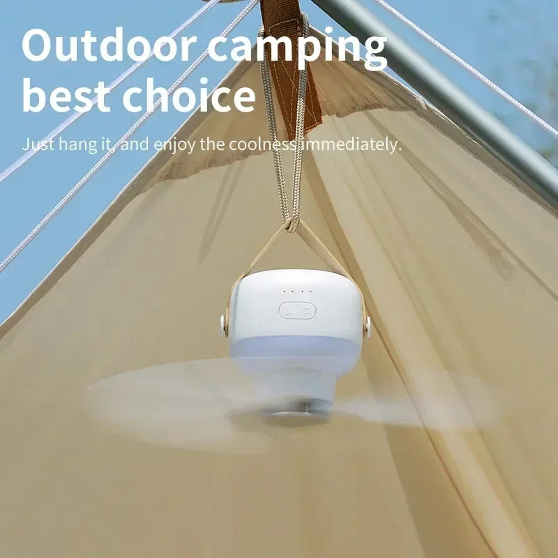 Portable Ceiling Fans Outdoor Camping Fan Tent Ventilator Cooler Rechargeable Electric Fan Remote Control LED Lighting - Clikcy