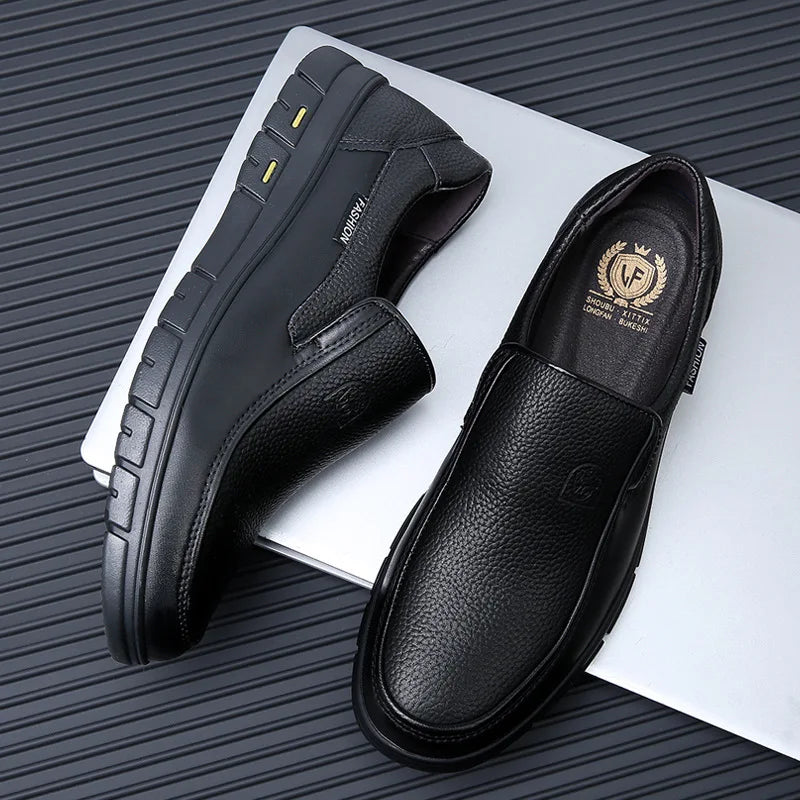 New Genuine Leather Handmade Shoes Casual Shoes For Men Flat Platform Walking Shoe Outdoor Footwear Loafers Breathable Sneakers - Clikcy