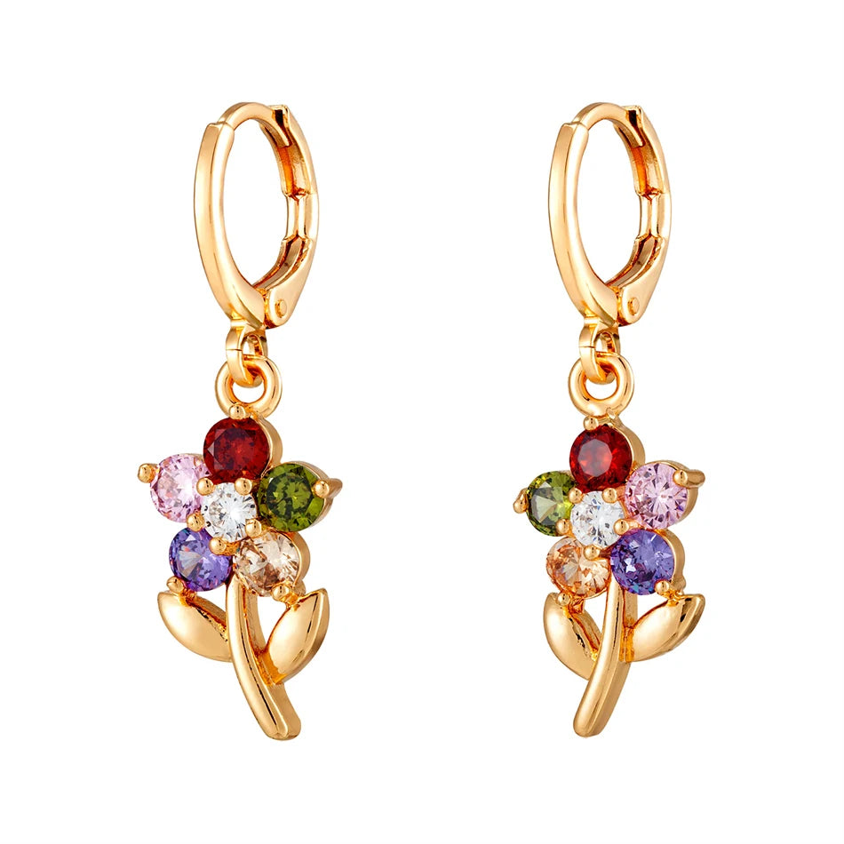 Dainty Micro Inlaid Zircon Golden Drop Earrings 10mm Hoop Dangle Crystal Pendant Elegant Women Jewelry Luxury Accessories Gifts - Clikcy