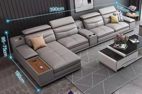 Luxury Wooden Sofa Set Design Modern Living Room Straight L Shaped Smart Sofa Bed With Storage - Clikcy