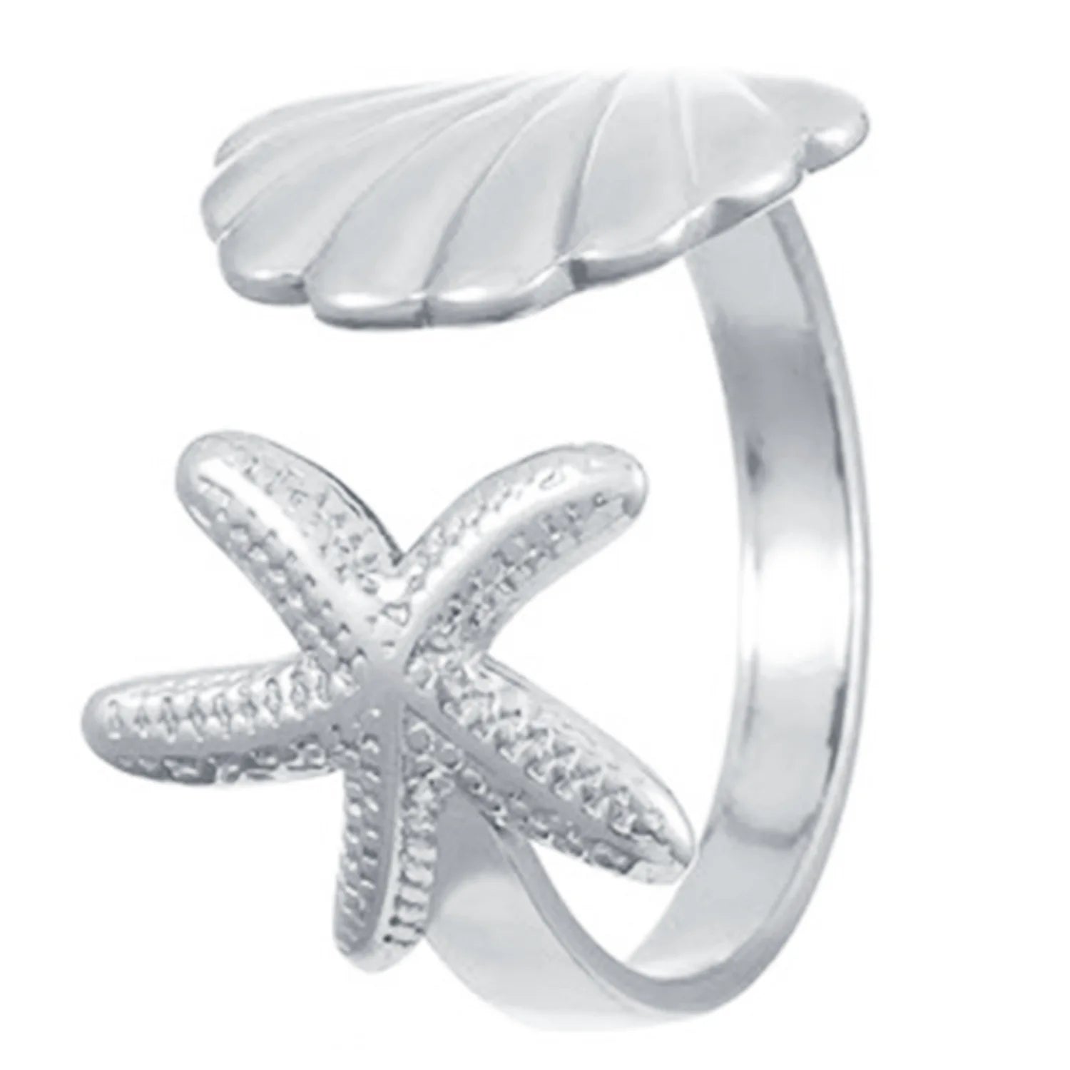 MHS.SUN Ocean Style Stainless Steel Starfish Shell Rings For Women Girl Vintage Gold Plated Open Ring Summer Beach Jewelry