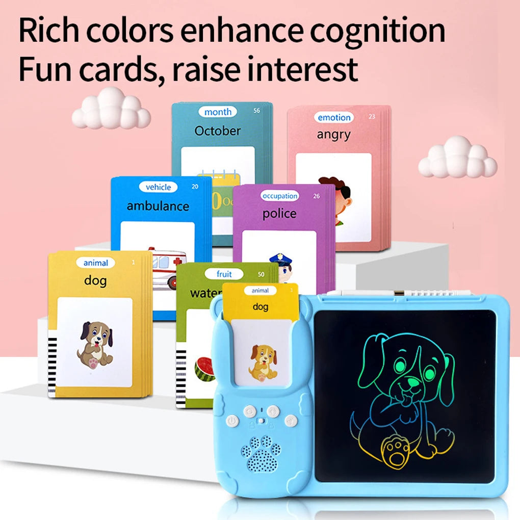 2 in 1 Talking Flash Cards LCD Writing Tablet Board Pad Toy Learning Education Preschool Montessori Speech Therapy Autism Toys - Clikcy