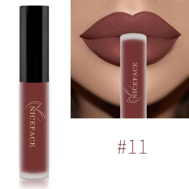 NICEFACE 29 Colors Liquid Lipstick Makeup Waterproof Matte Red Lip Gloss Long Lasting Nude Lip Tint Makeup Pigment Cosmetics - Clikcy