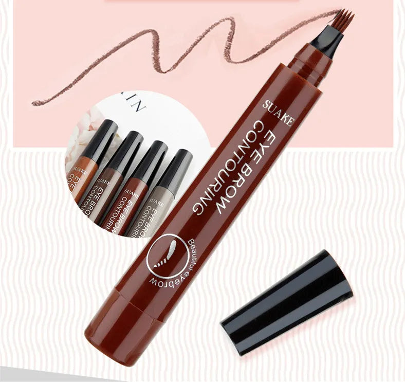 4 Splitted Head Eyebrow Pencil Long Last Smudge Proof Waterproof Sweat Proof High Pigmented Easy Applying Liquid Eyebrow Pencil - Clikcy