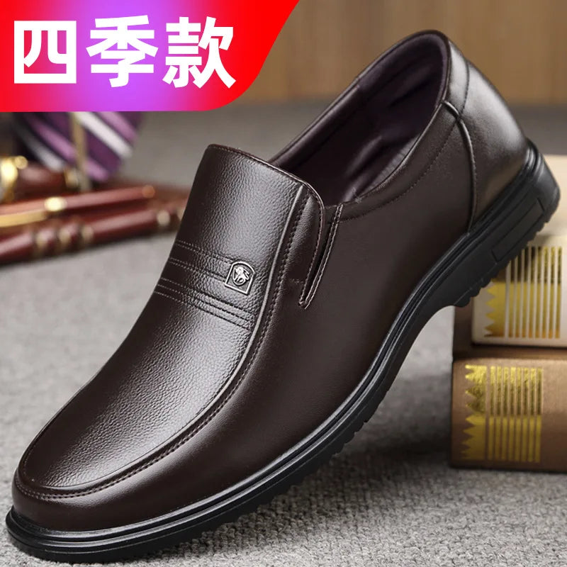 Leather Men Formal Shoes Luxury Brand 2025 Men's Loafers Dress Moccasins Breathable Slip on Black Driving Shoes Plus Size 38-46 - Clikcy