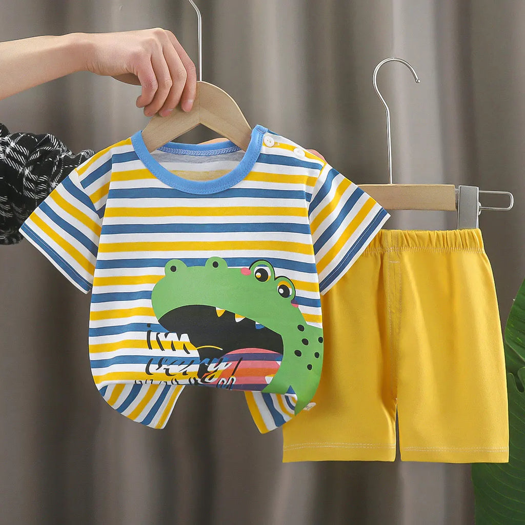 Kids Clothes Children's Sets Boys Girl T-shirt Shorts 2PCS Summer Cotton Short sleeve Baby Children Clothing Toddler Suit - Clikcy