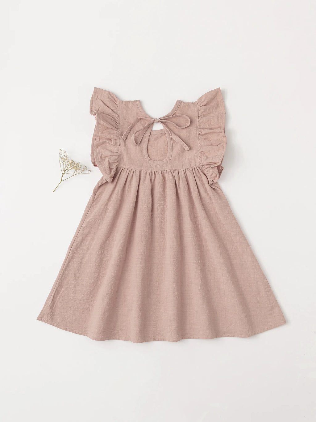 Baby Girls' Flying Sleeve Dress Tie-back Overall Dress Cotton Kids Casual Clothes Summer 2024 - Clikcy