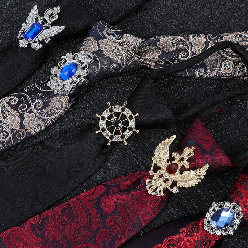 Vintage Knight Business Shirt Tie Buckle Collar Clip Tie Hoop Rudder Eagle Tie Hoop Crystal Rhinestone Jewelry Men Accessories - Clikcy