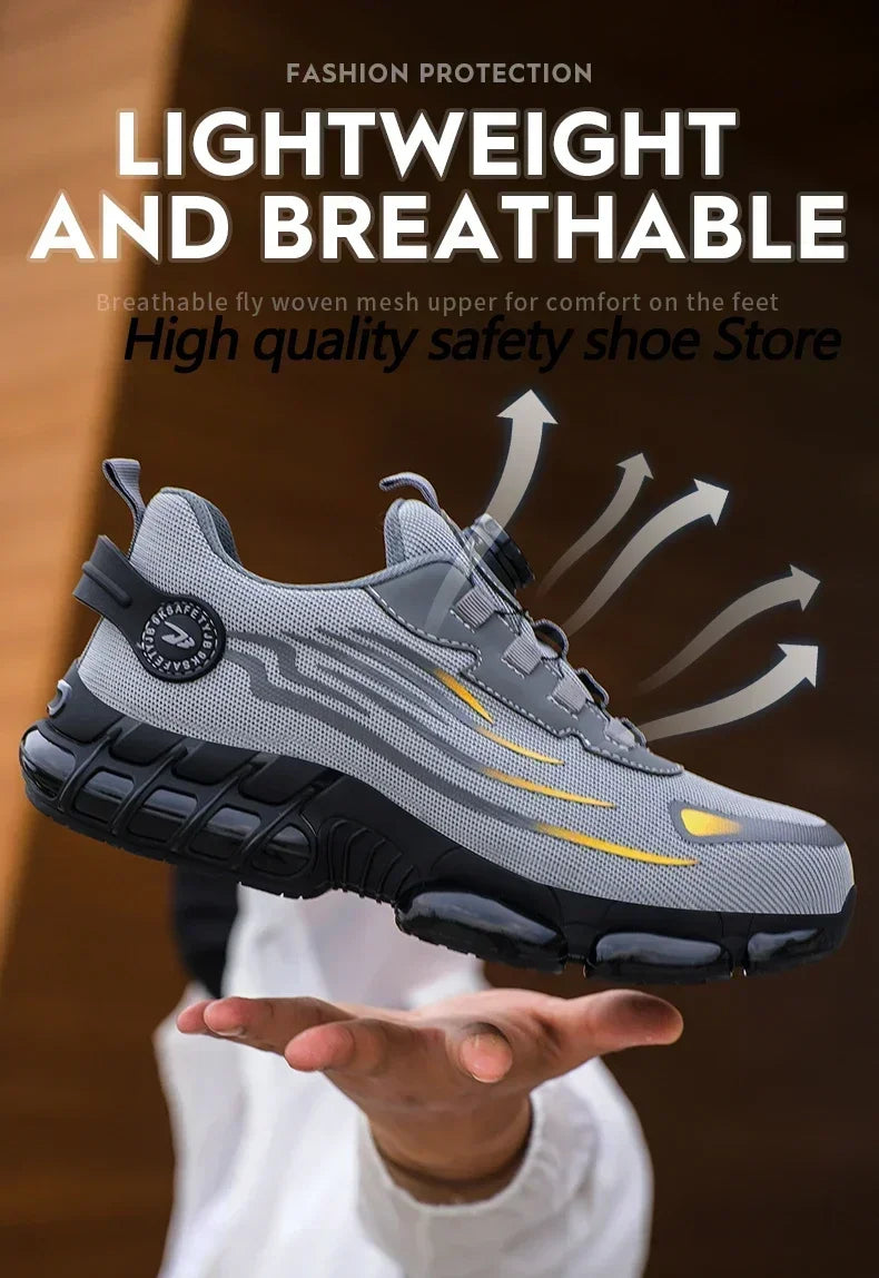 Rotating Button New Safety Shoes Men Anti-smash Anti-puncture Work Shoes Fashion Men Sport Shoes Security Protective Boots Men - Clikcy