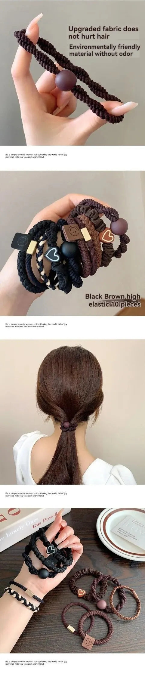 10PCS Headband Leather Band Female High Ponytail Holster Hair Accessories Simple High Elasticity Durable Rubber Band Hair Circle - Clikcy