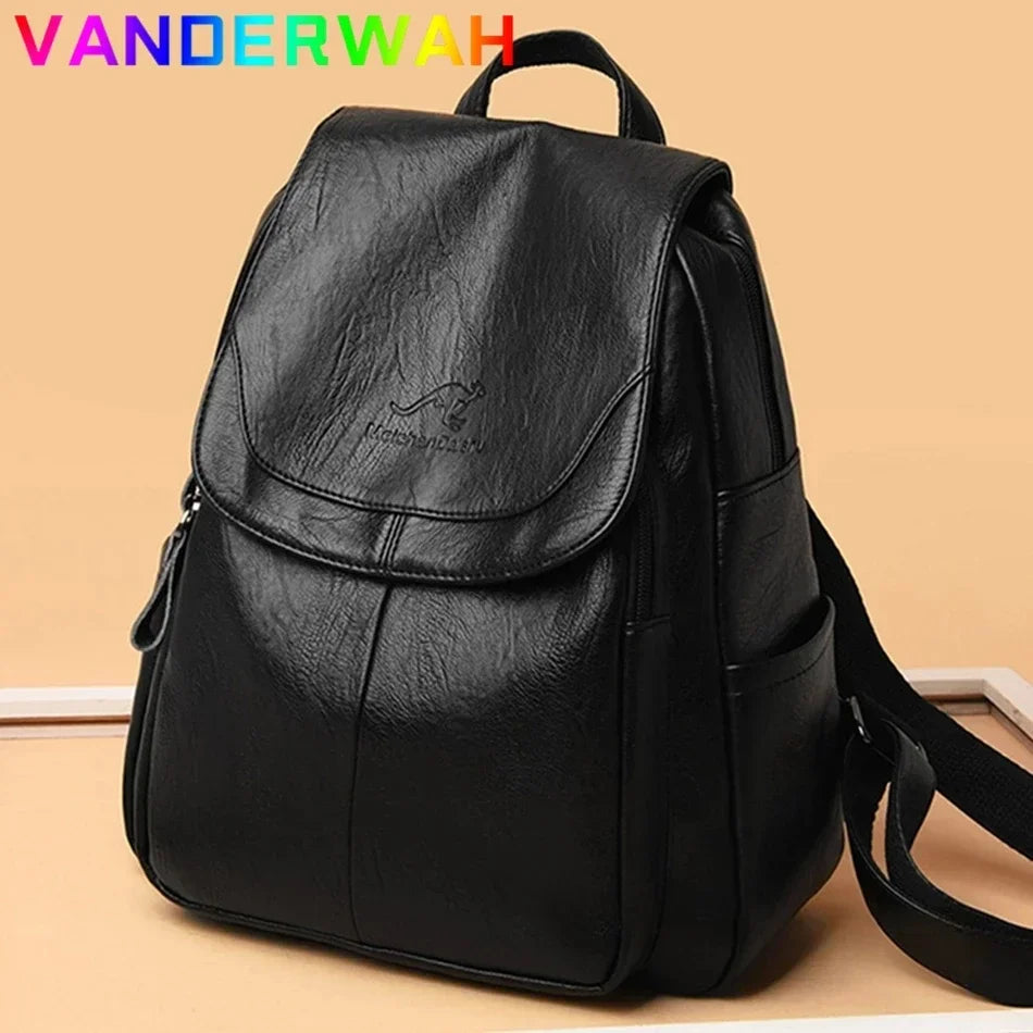 Genuine Women Leather Backpack Fashion Female Shoulder Bag Sac a Dos Ladies Bagpack Mochilas School Bags For Teenage Girls 2024 - Clikcy