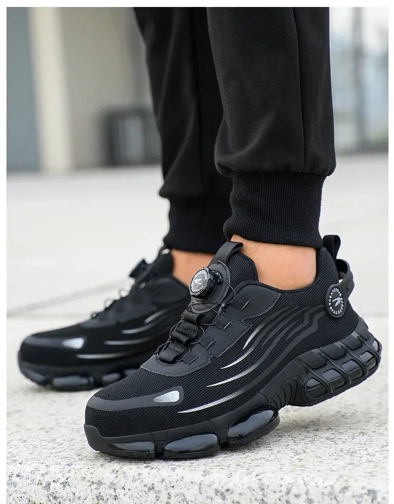 Rotating Button New Safety Shoes Men Anti-smash Anti-puncture Work Shoes Fashion Men Sport Shoes Security Protective Boots Men - Clikcy