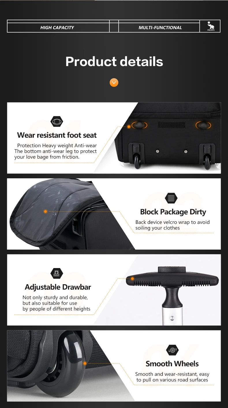 OIWAS Travel Bag on Wheels Men's Trolley Backpack Business Large Capacity Gym Sport Bags Travel Luggage Sets For Women Teens - Clikcy