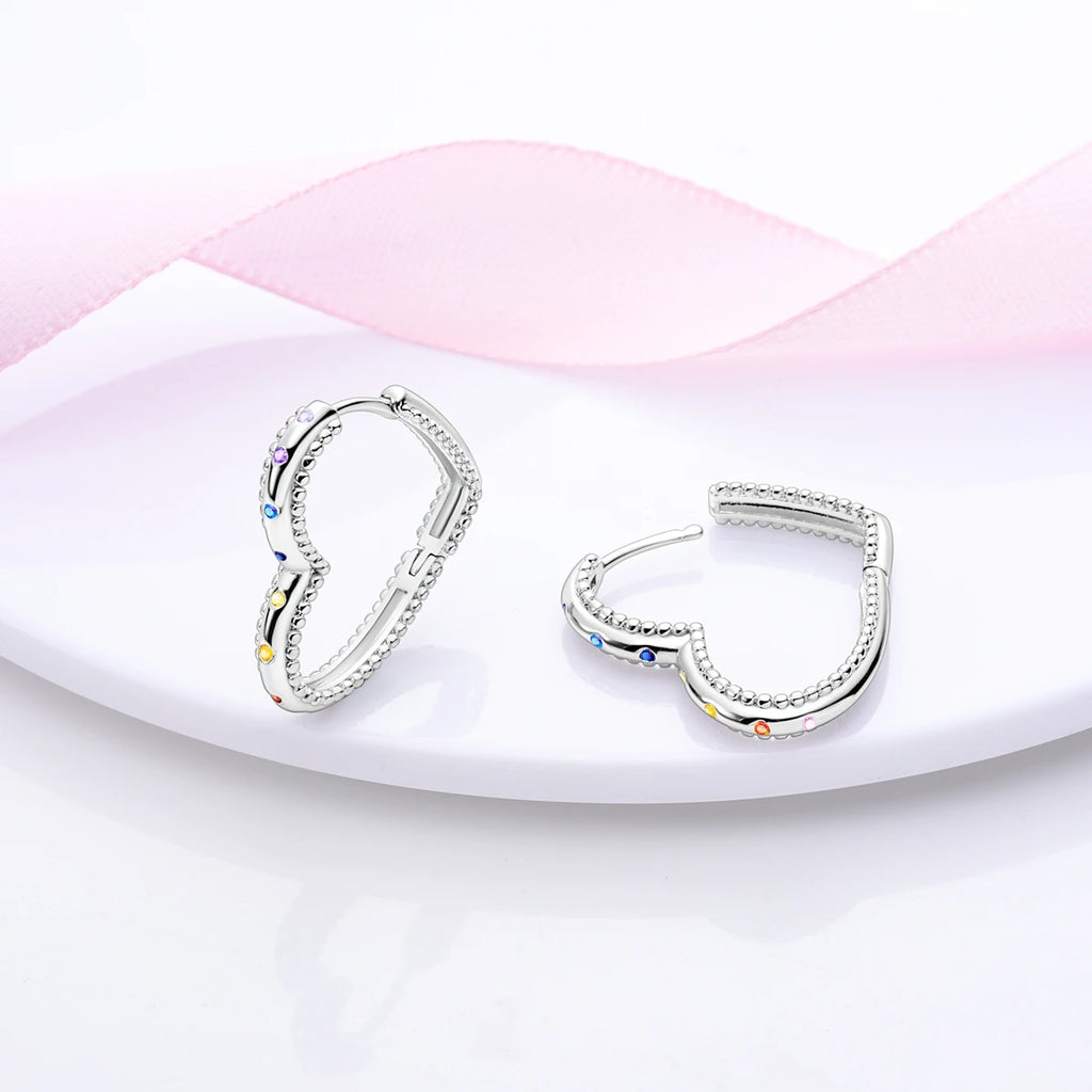 Original 925 Sterling Silver Women Hoop Earrings High Quality Shine Zircon U Shaped Classic Style Earring For Women Jewelry Gift - Clikcy