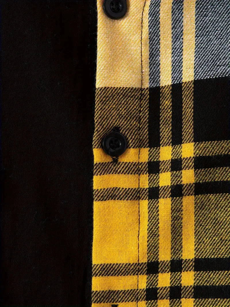 New Men's Casual Shirt Spring Autumn Comfortable High quality Fashion trend Color Lapel Pocket Loose long sleeve Cardigan tops - Clikcy