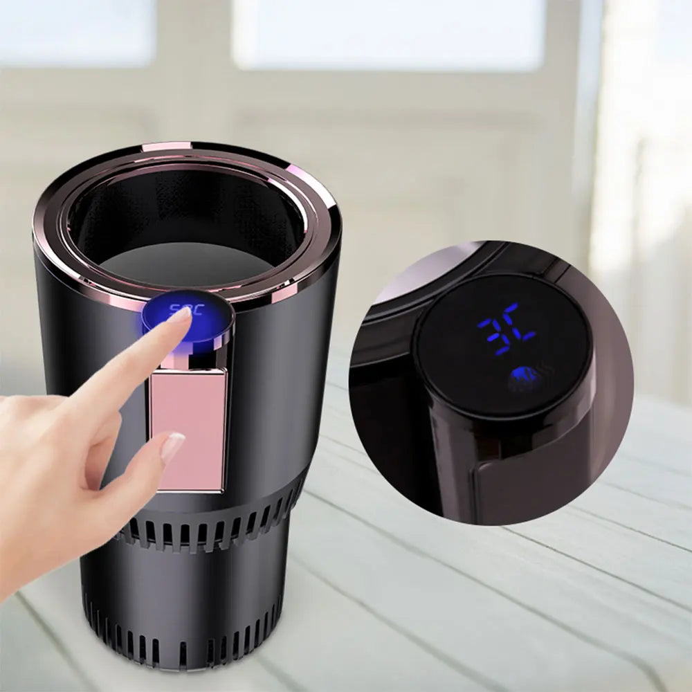 12V Car Cold Hot Cup Touch Screen Beverage Can Smart Digital Display Car Cup Holder Cooler Heater Home Camping Travel Cup Holder - Clikcy