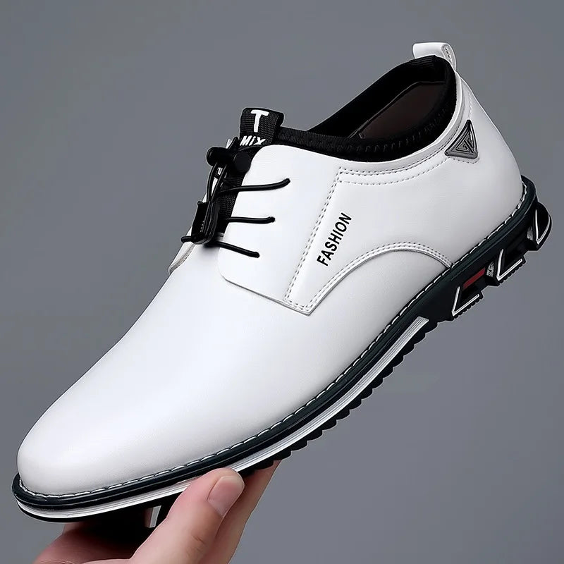 New Business Casual Shoes for Men Lace Up Formal Shoes for Male Black Leather Oxfords Plus Size Wedding Party Office Dress Shoes