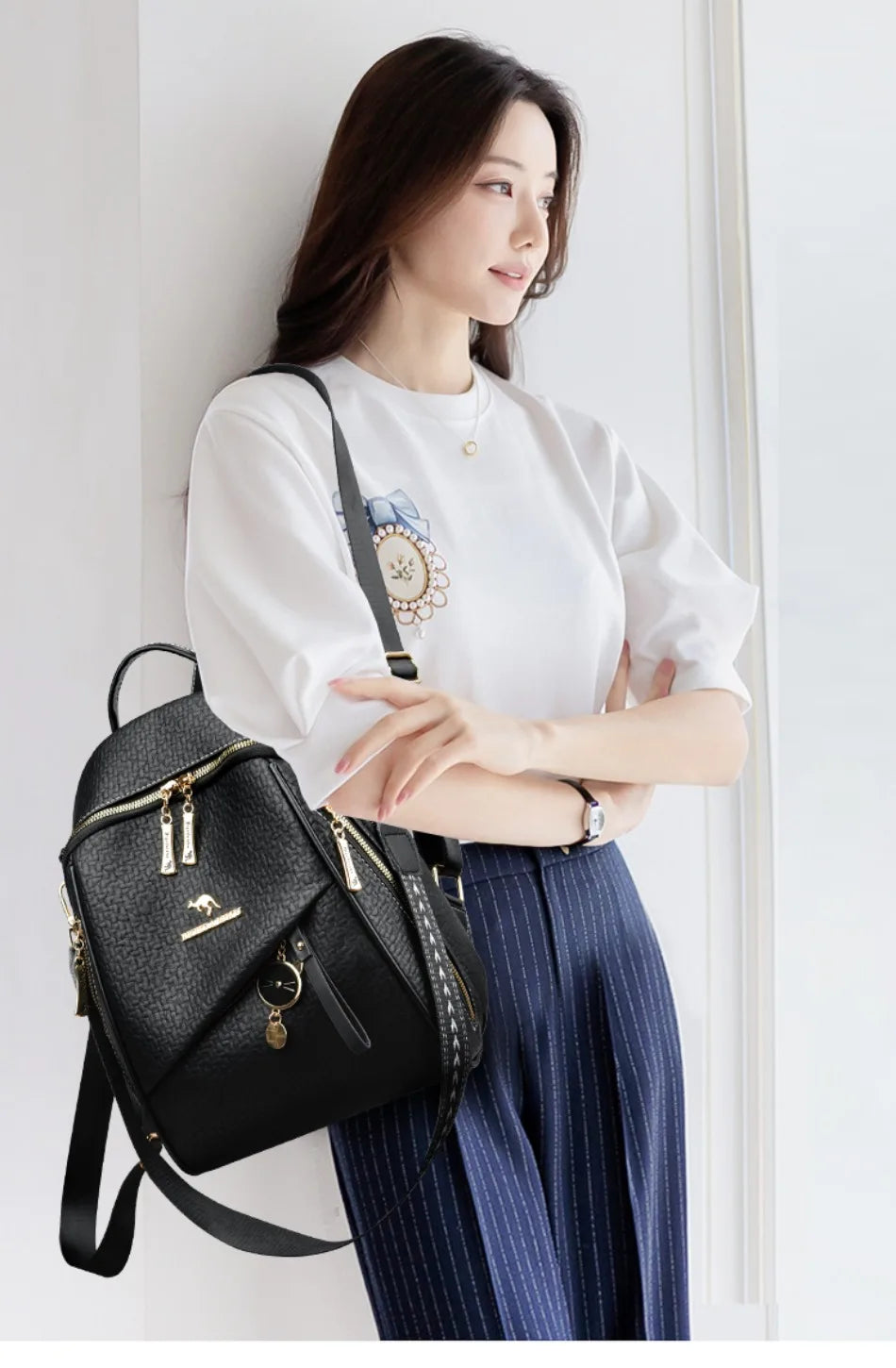 New Luxury Design Leather Women Backpack Casual School Bag for Teenager Girls Travel Back Pack Ladies Bagpack Mochilas Sac A Dos - Clikcy