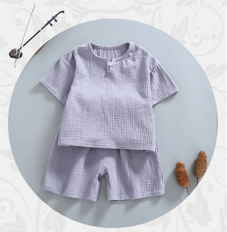 2 Pcs Boys Girls Clothing Sets 2021 Summer Baby Girls Clothes Cotton And Linen Retro Kids Children Clothes Suits 12M-8 Yrs - Clikcy