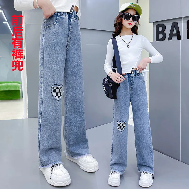 Thin Kids Pants Children's Clothing Sweatpants Clothes Teenage Girls Clothing Jeans Denim Streetwear Fashion Casual Harajuku - Clikcy