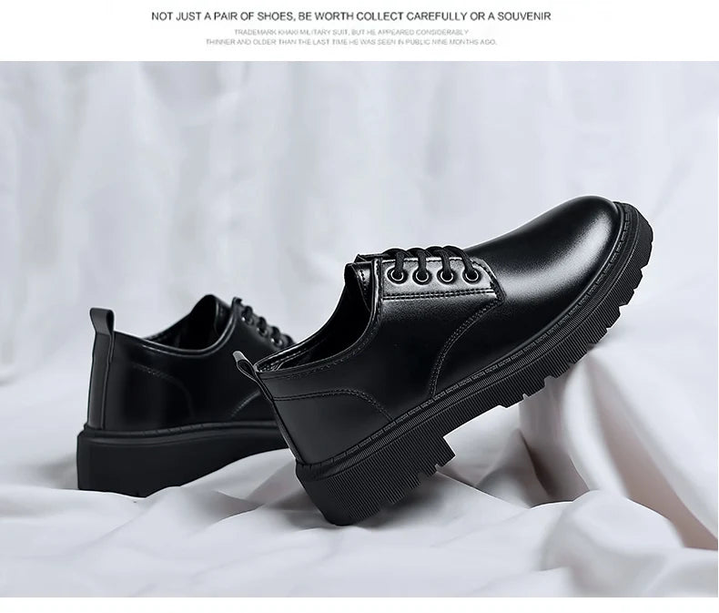 Luxury Men's Genuine Leather Business Formal Shoes British Style Men's Black Platform Lace Up Casual Shoes Zapatos De Cuero 2025
