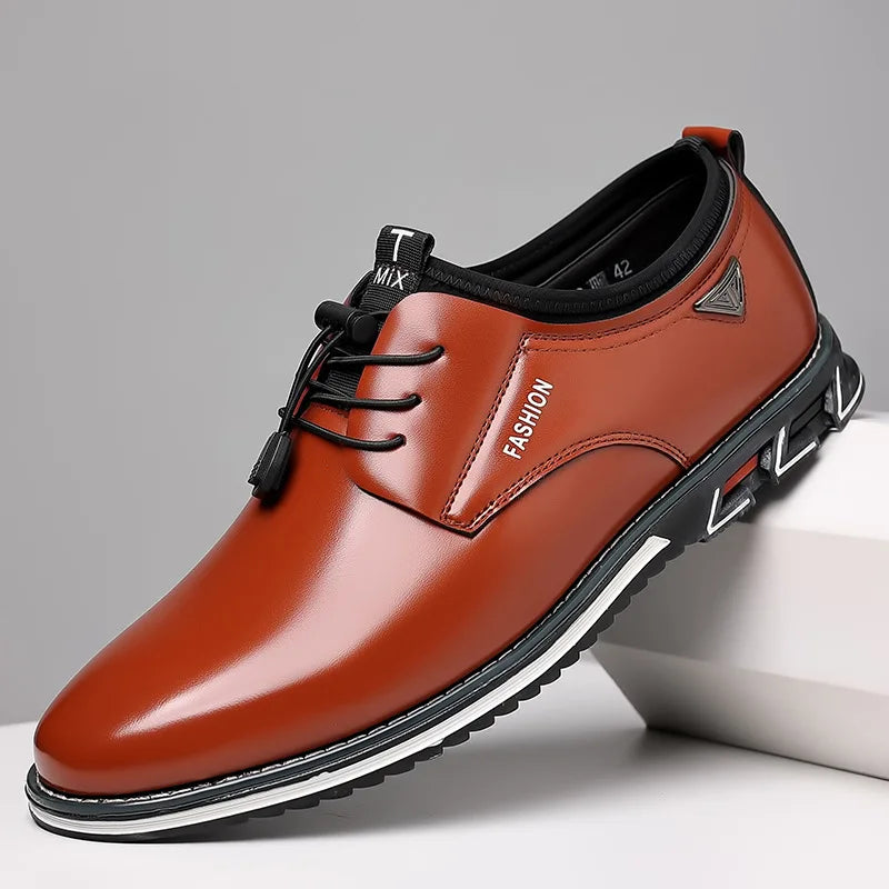 New Business Casual Shoes for Men Lace Up Formal Shoes for Male Black Leather Oxfords Plus Size Wedding Party Office Dress Shoes