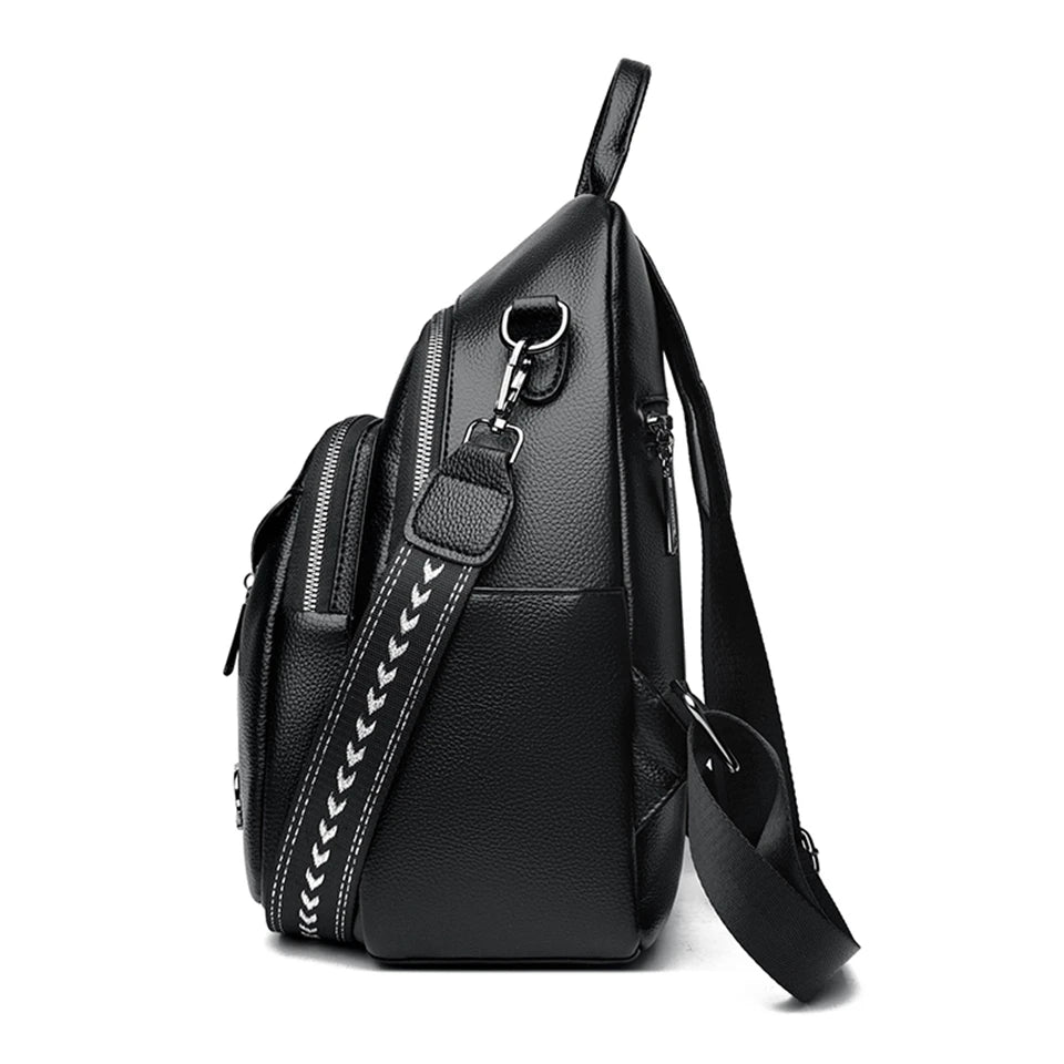 Fashion Backpacks Women Shoulder Bag Simple Rucksack Female Soft Leather Back Pack Ladies Travel Bag Large Capacity School Bags - Clikcy