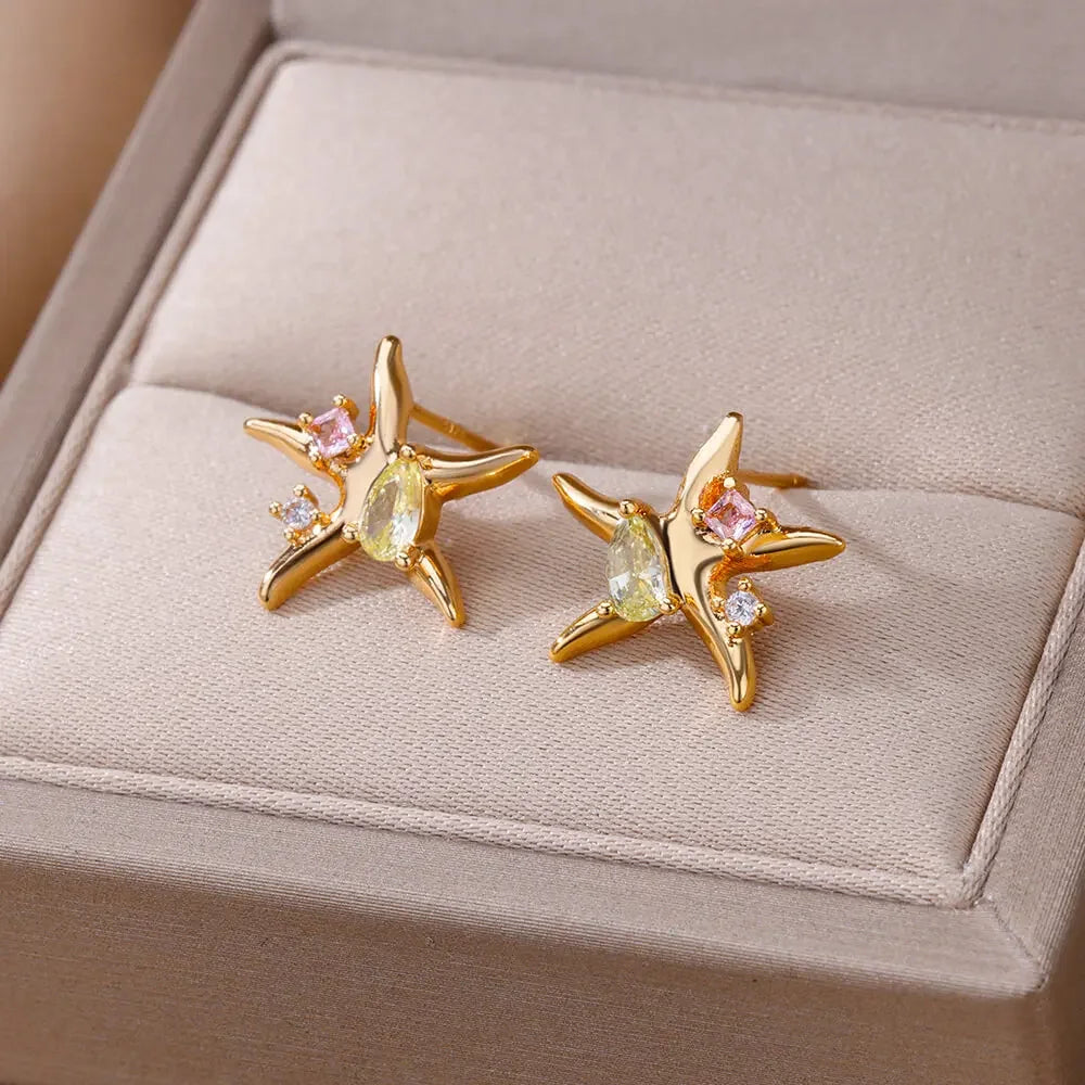 Little Star Fish Stud Earrings For Women Children Minimal Starfish Earings Fashion Summer Beach Jewelry Gift Accessories - Clikcy