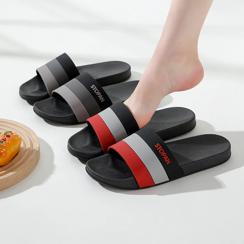 Striped Non Slip Quick-drying Slippers Soft Sole for Men Women Comfortable Shoes Indoor Outdoor Beach Shower Bathroom Slippers - Clikcy