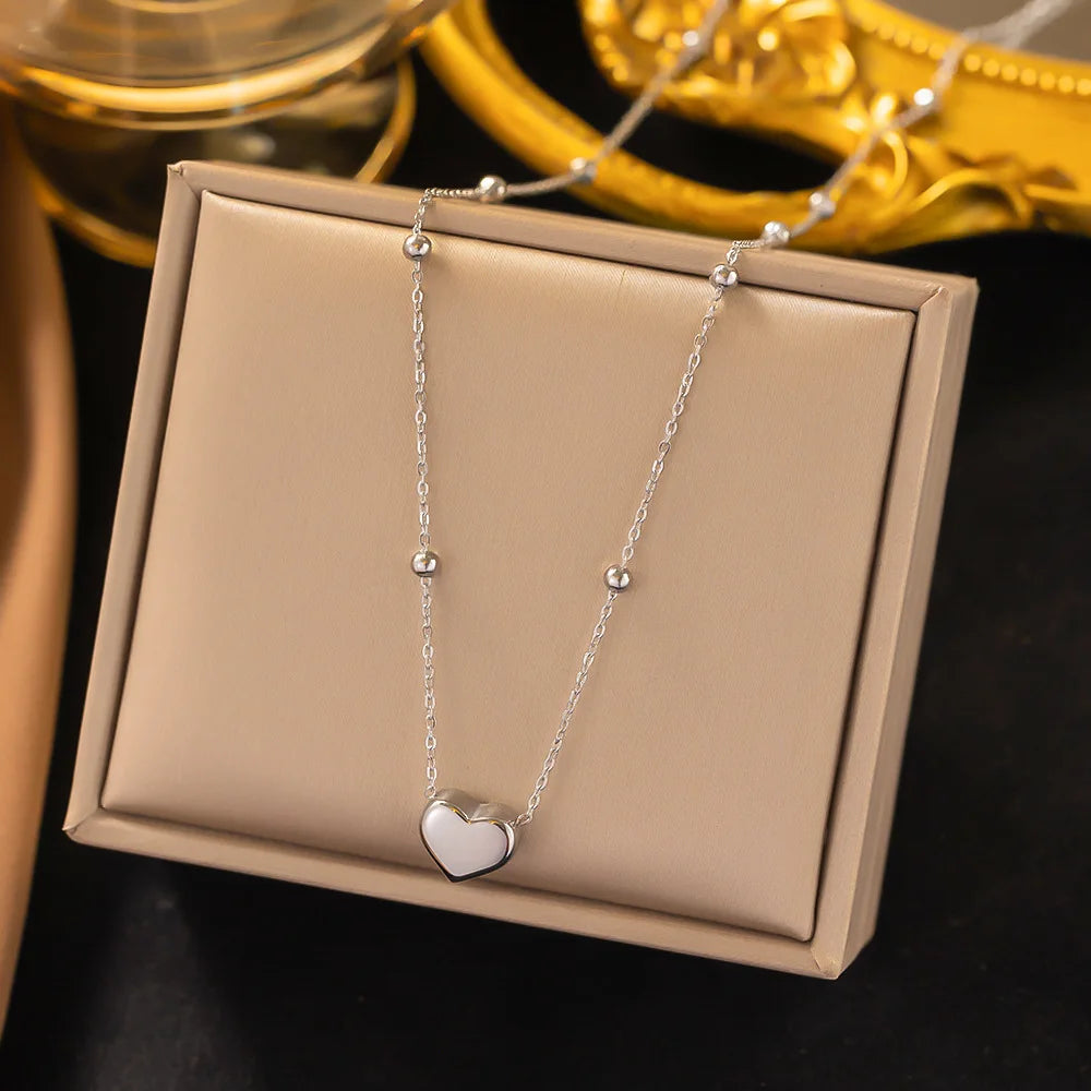 316L Stainless Steel Love Heart Pendant Necklace For Women Fashion Ladies Gold Color Clavicle Chain High Quality Jewelry Gifts - Clikcy