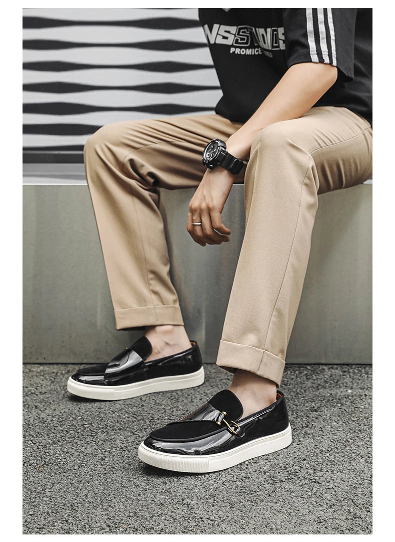 Hight Quality Casual White Leather Shoes For Men New Platform Walking White Sneakers Male British Style Loafers Yuppie Men 2025 - Clikcy