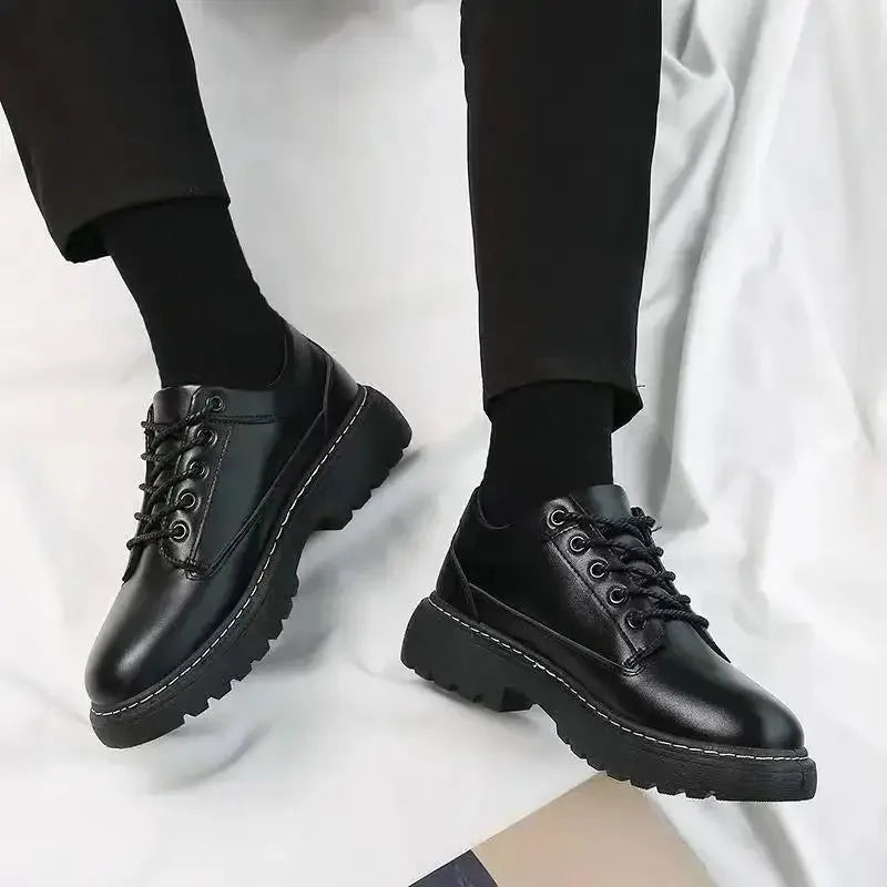 Men's Chef Shoes Casual Work Leather Shoes Business Kitchen Black Shoes Comfortable Breathable PU Insole Rubber Outsole