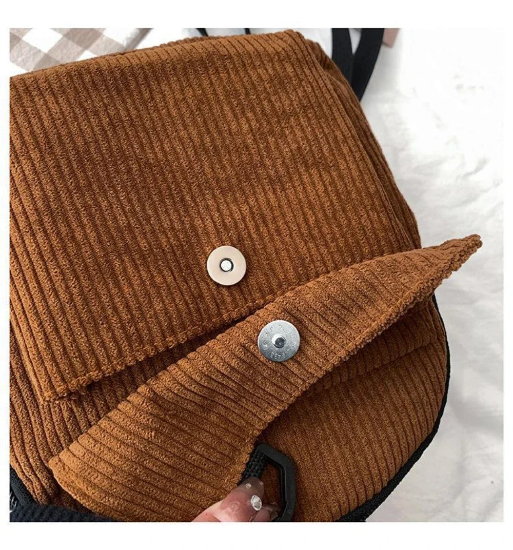 Women's Mini Backpack Fashion Solid Color Corduroy Small Simple Casual Traveling Large Capacity Durable Female's Schoolbag