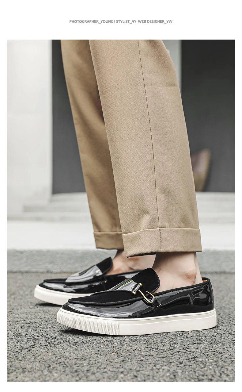 Hight Quality Casual White Leather Shoes For Men New Platform Walking White Sneakers Male British Style Loafers Yuppie Men 2025 - Clikcy