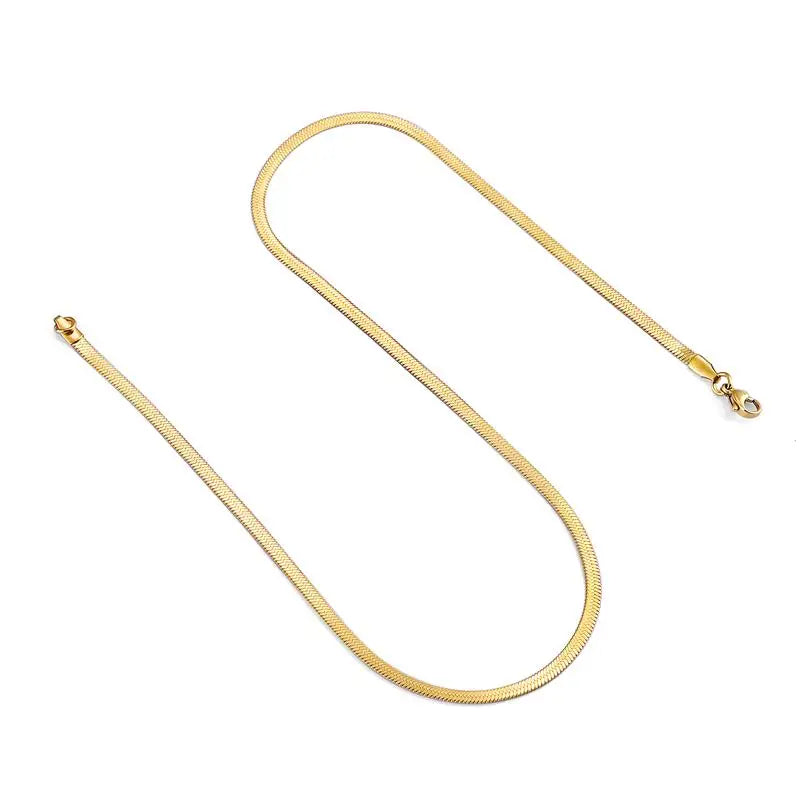 Stainless Steel Flat Necklace Waterproof Filmy Snake Chain For Men Women Various Length Choker Clavicle Necklace Jewelry Gift - Clikcy