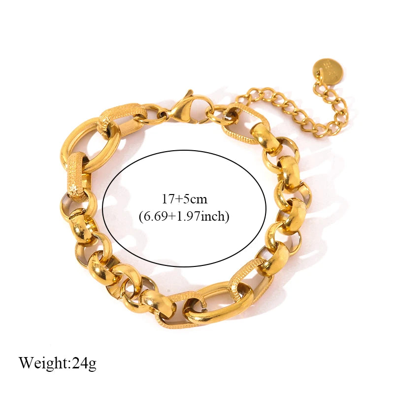 EILIECK 316L Stainless Steel Gold Color Bangles Bracelet For Women New Trendy Wrist Chain Waterproof Jewelry Gift Party Bijoux - Clikcy